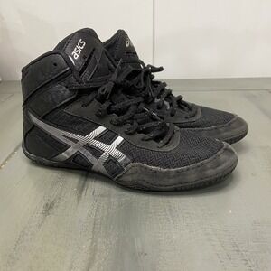 ASICS Matcontrol 3 Wrestling Shoes Men's US 7 Black Silver Athletic Lace